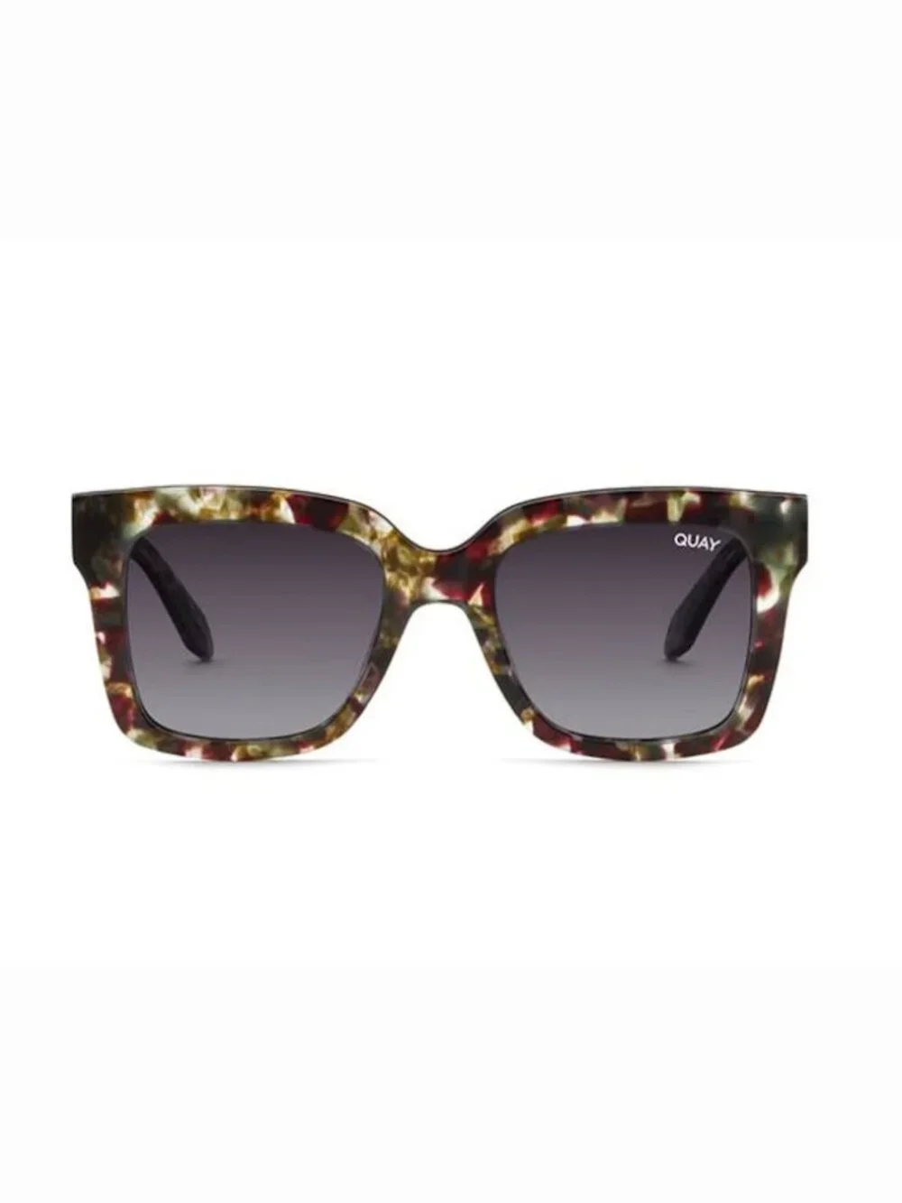 QUAY-ICY-NO-NS-1810-Green Tortoise Square Frame / Smoke Polarized Sunglasses